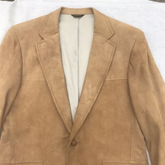 Vtg 70s USA Corbin Mens Tan Lambskin Suede Blazer Coat Jacket Mod Retro M L HTF - Picture 3 of 16